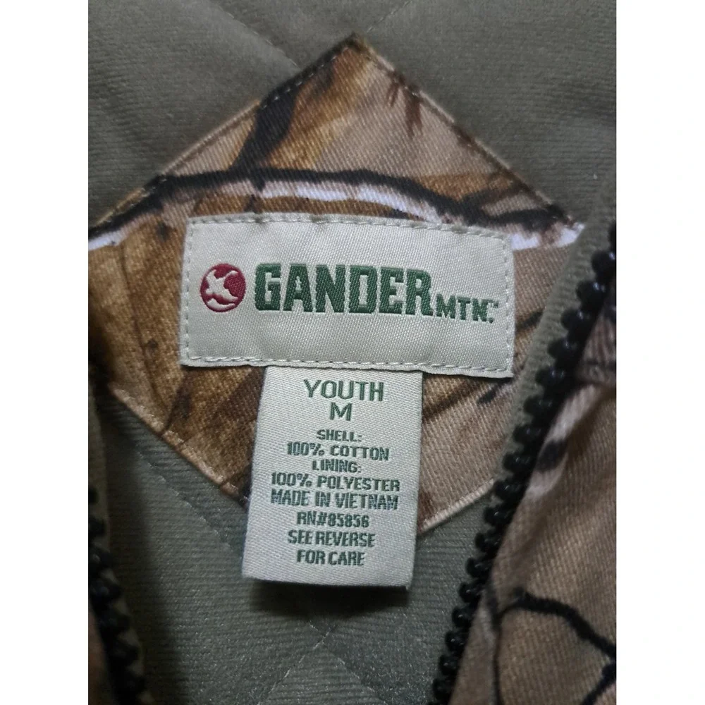 Gander Mountain Boys Camo Insulated Hooded Jacket Youth Medium 10-12 Zip Cotton